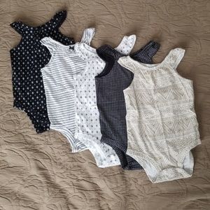 5- 9mo Carter's Tank Onesies Black/White/Gold
